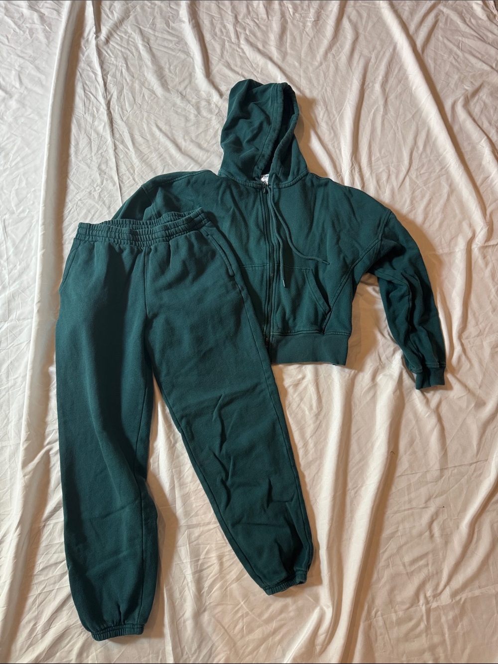 Old Navy Teal Green Cropped Zip Hoodie & Jogger Matching Set
